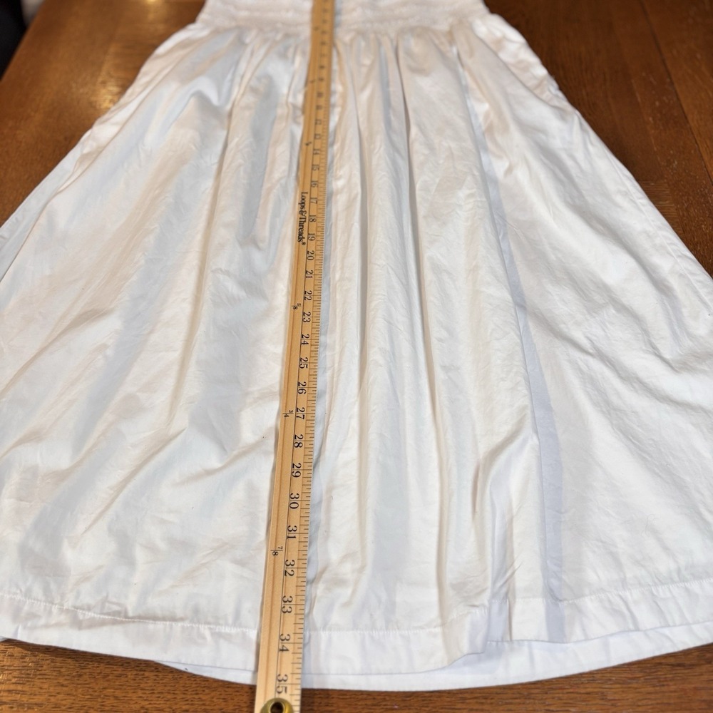 Madewell Maxi Skirt Womens Small Cottage Boho Smocked Waist Pockets Cotton White - Picture 6 of 9